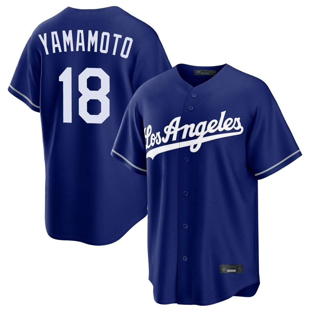 Los Angeles Dodgers #18 Yoshinobu Yamamoto Player Royal CLOTHIN Game Stitched Jerseys