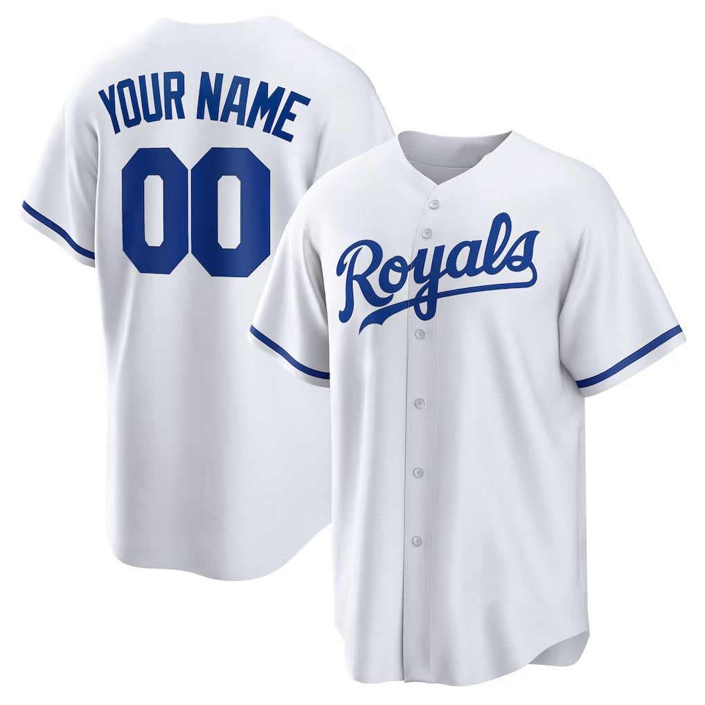 Custom Kansas City Royals White CLOTHIN Replica Jersey
