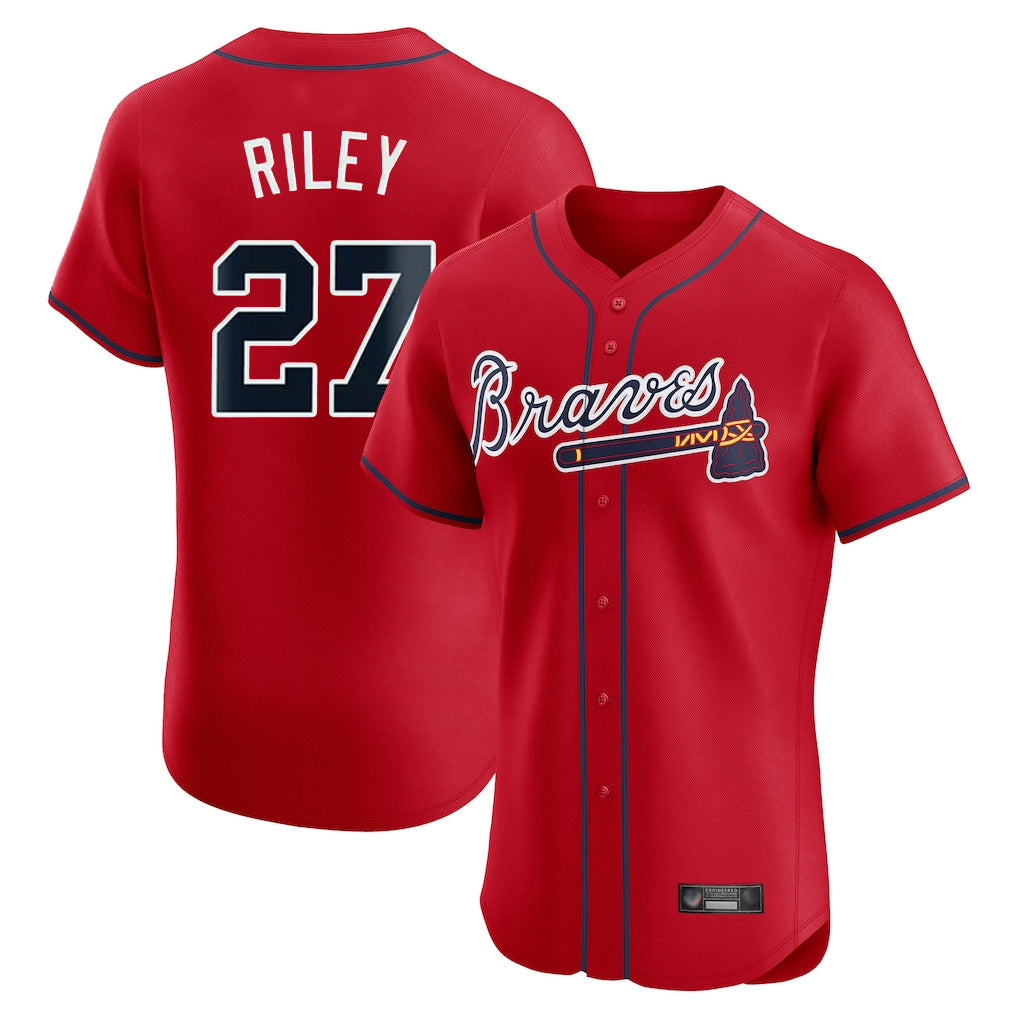 Atlanta Braves #27 Austin Riley Player Red CLOTHIN Limited Elite Home Game Stitched Jerseys