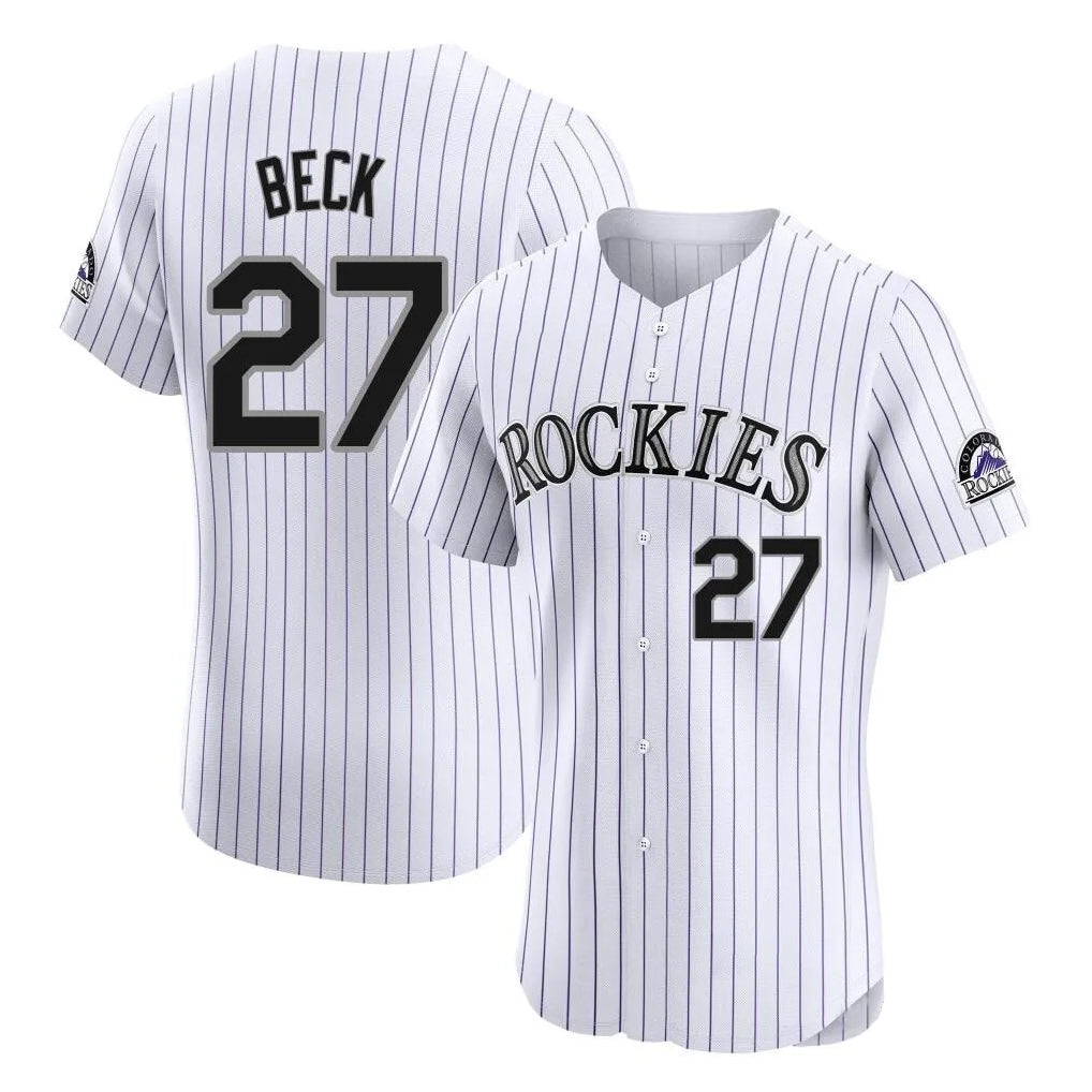 Colorado Rockies #27 Jordan Beck Player White CLOTHIN Limited Elite Home Stitched Jerseys