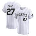 Colorado Rockies #27 Jordan Beck Player White CLOTHIN Limited Elite Home Stitched Jerseys