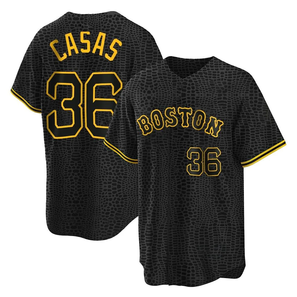 Boston Red Sox #36 Triston Casas Player Black CLOTHIN Snake Skin City Home Game Stitched Jerseys