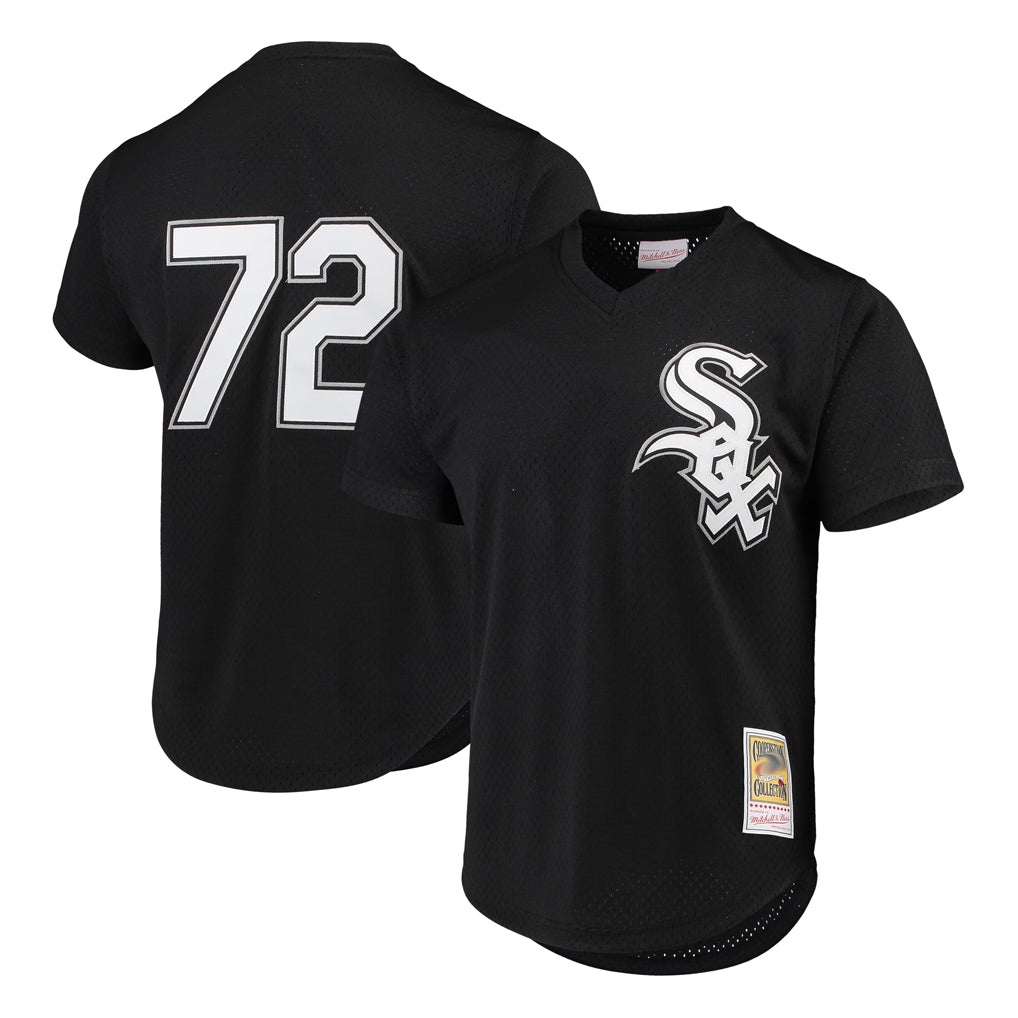 Chicago White Sox #72 Carlton Fisk Player Black CLOTHIN Mitchell & Ness Cooperstown Collection Mesh Game Stitched Jerseys