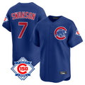 Chicago Cubs #7 Dansby Swanson Player Royal CLOTHIN 150th Anniversary Limited Home Stitched Jerseys