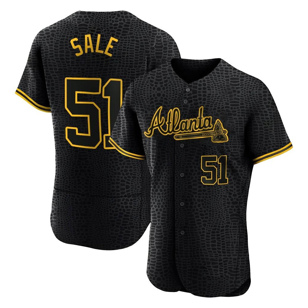 Atlanta Braves #51 Chris Sale Player Black CLOTHIN Snake Skin City Limited Elite Home Game Stitched Jerseys