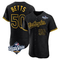 Los Angeles Dodgers #50 Mookie Betts Player Black CLOTHIN World Series Snake Skin City Limited Elite Home Stitched Jerseys