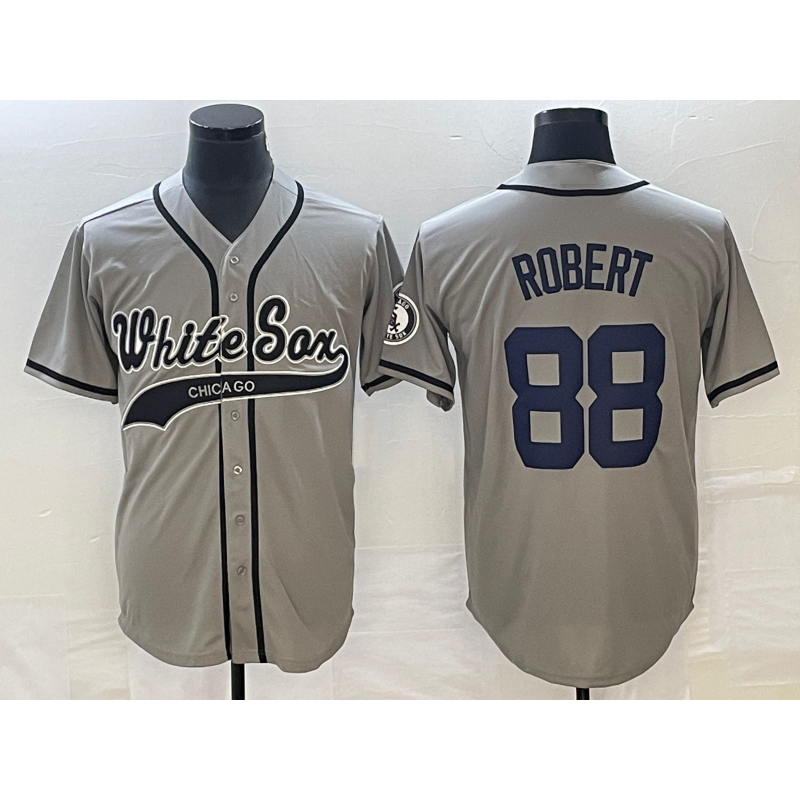 Chicago White Sox #88 Luis Robert Grey CLOTHIN Cool Base Stitched Jersey 2