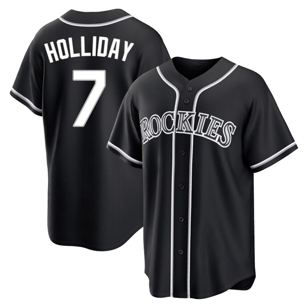 Colorado Rockies #7 Matt Holliday Player Black CLOTHIN Fashion Out Home Game Stitched Jerseys