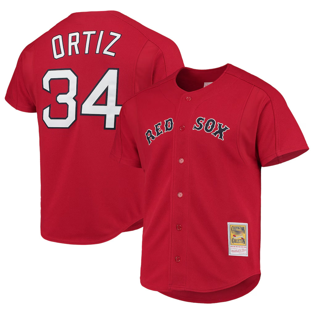 Boston Red Sox #34 David Ortiz Player Red CLOTHIN Mitchell & Ness Cooperstown Collection Home Stitched Jerseys