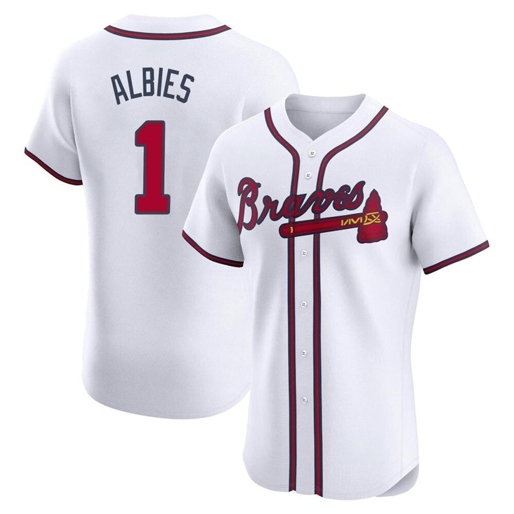 Atlanta Braves #1 Ozzie Albies Player White CLOTHIN Limited Elite Home Game Stitched Jerseys