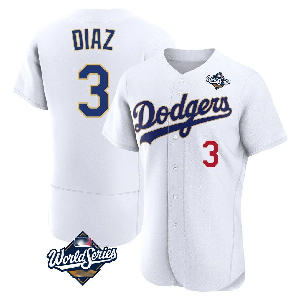Los Angeles Dodgers #3 Edwin D¨ªaz Player Gold White CLOTHIN World Series 2026 Collection Stadium Limited Elite Stitched Jerseys