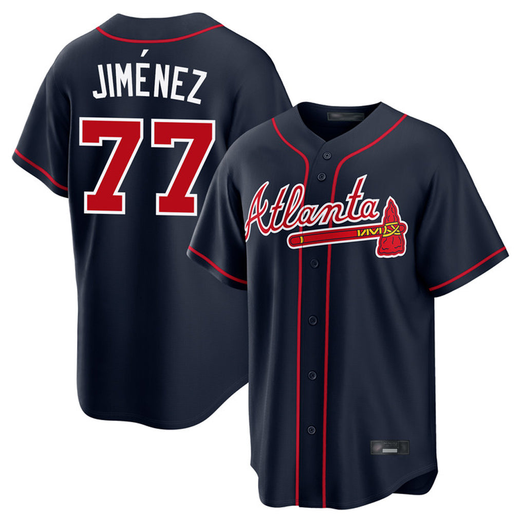 Atlanta Braves #77 Joe Jimenez Player Navy CLOTHIN Home Game Stitched Jerseys