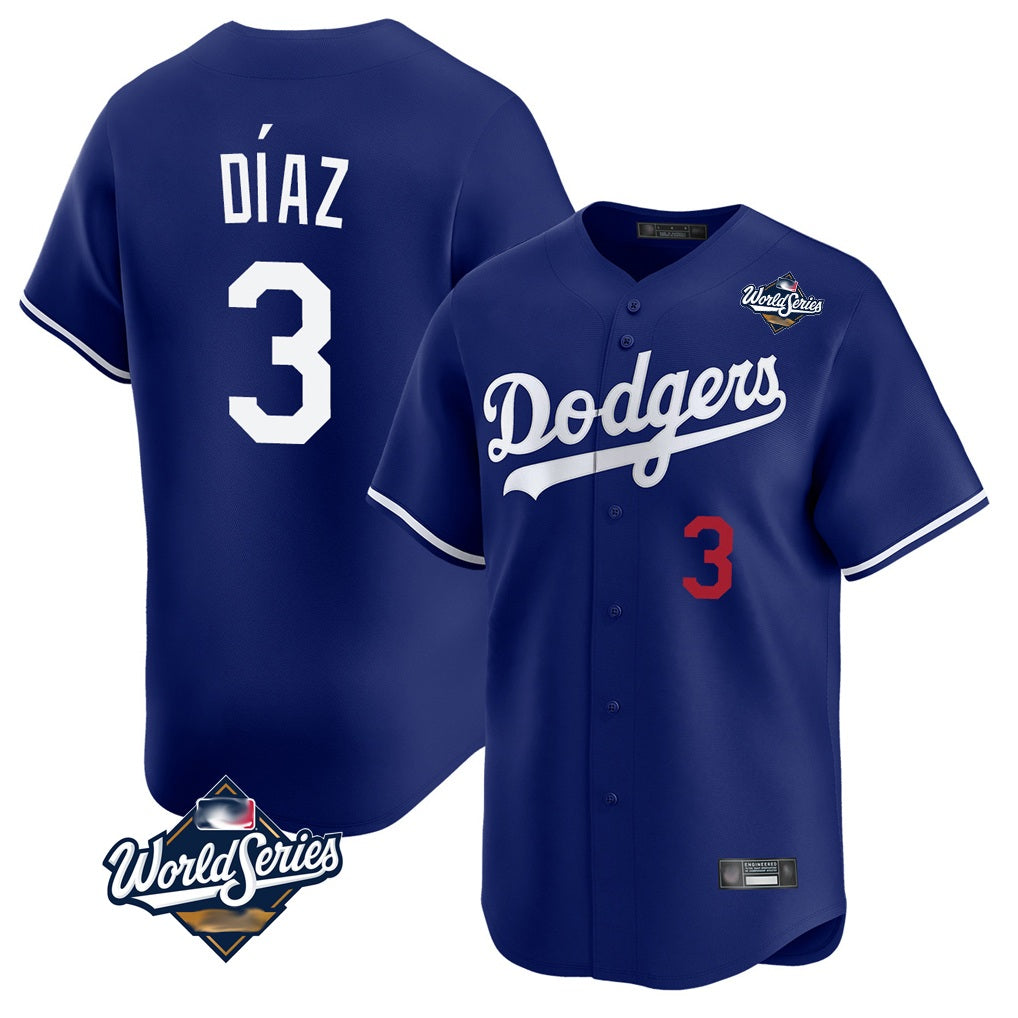 Los Angeles Dodgers #3 Edwin D¨ªaz Player Royal CLOTHIN World Series Limited Home Stitched Jerseys
