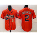 Houston Astros #2 Alex Bregman Number Orange CLOTHIN With Patch Cool Base Stitched Jersey