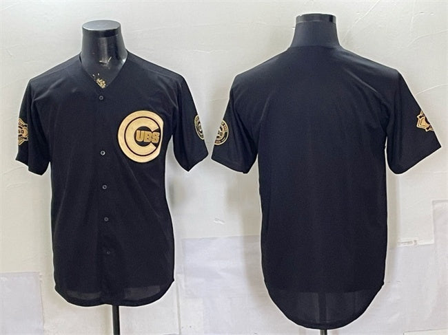Chicago Cubs Blank Black Gold CLOTHIN 150th Anniversary Patch Stitched Jersey