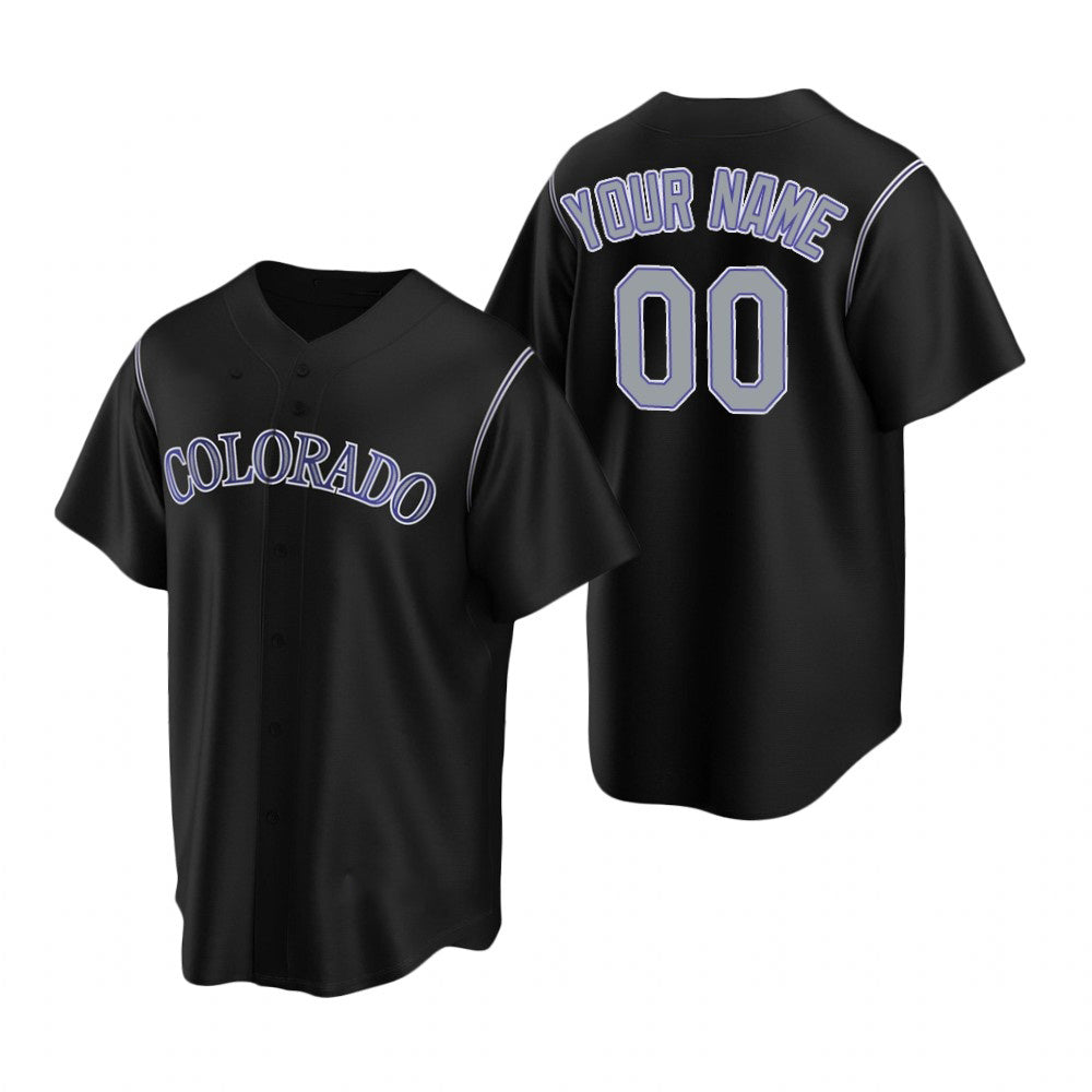 Custom Colorado Rockies Black CLOTHIN Stitched Cool Base Jersey