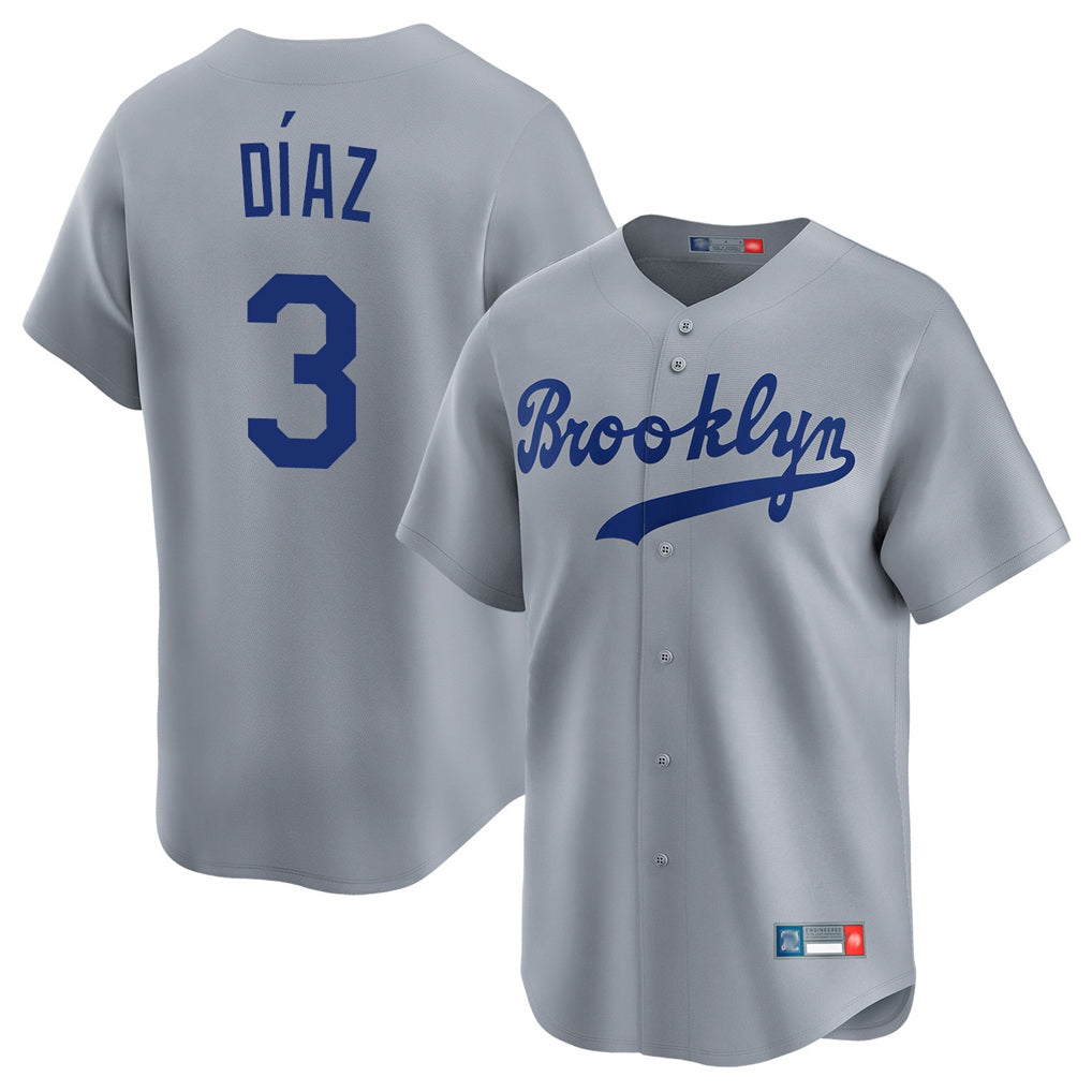 Los Angeles Dodgers #3 Edwin D¨ªaz Player Gray CLOTHIN Game Limited Home Stitched Jerseys