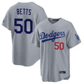 Los Angeles Dodgers #50 Mookie Betts Player Gray CLOTHIN Game Home Stitched Jerseys