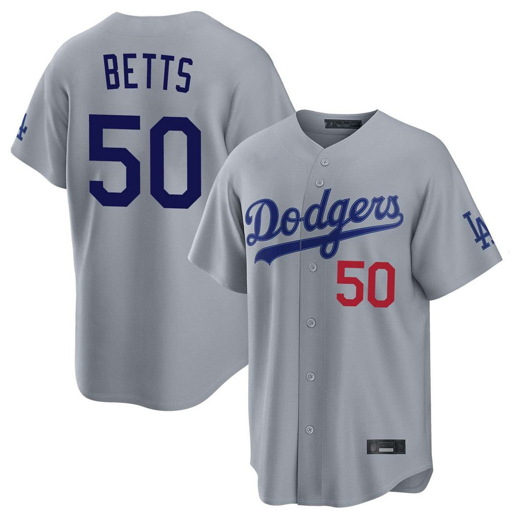 Los Angeles Dodgers #50 Mookie Betts Player Gray CLOTHIN Game Home Stitched Jerseys