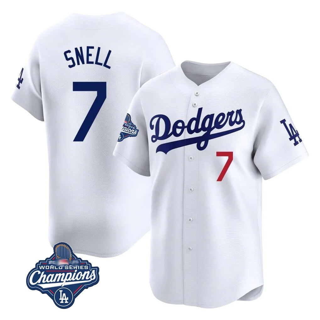 Los Angeles Dodgers #7 Blake Snell Player White CLOTHIN Game Limited World Series Meet Home Stitched Jerseys