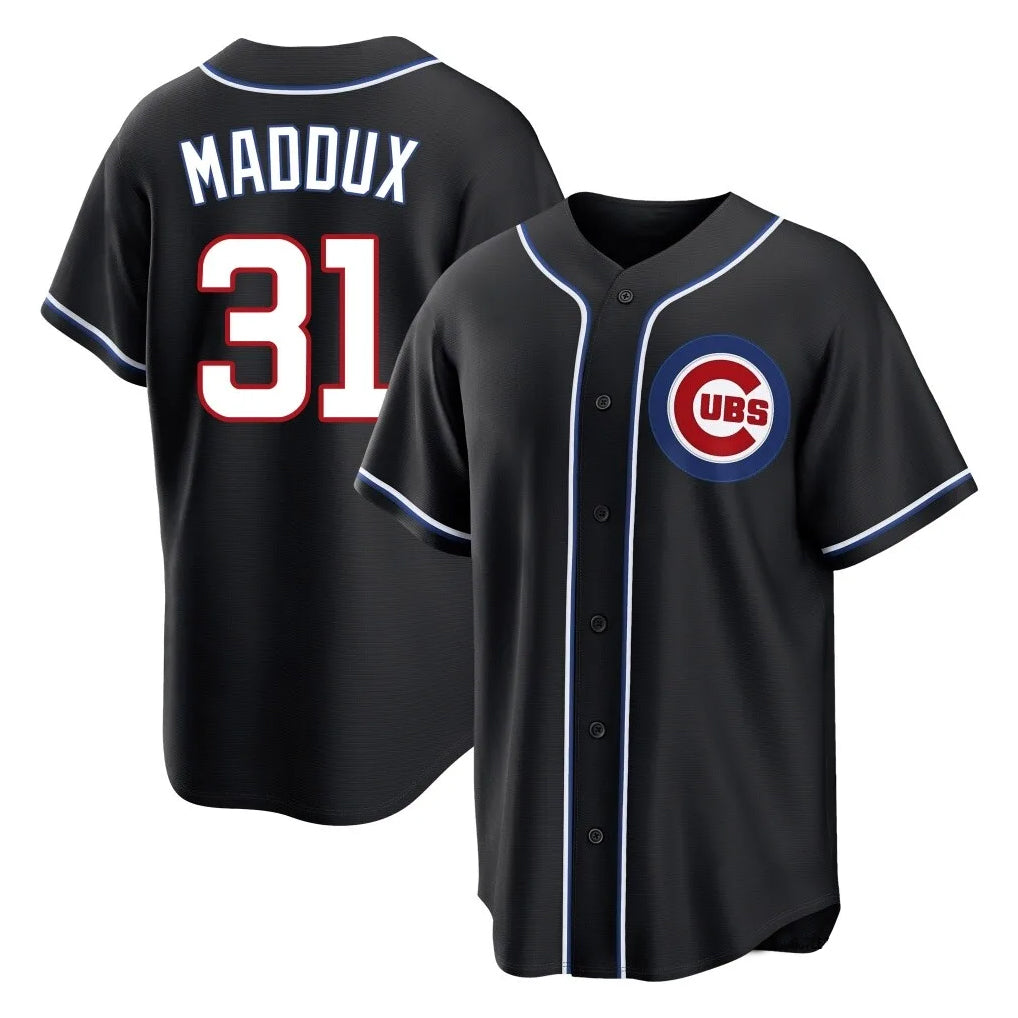Chicago Cubs #31 Greg Maddux Player Black CLOTHIN Fashion Out Game Stitched Jerseys