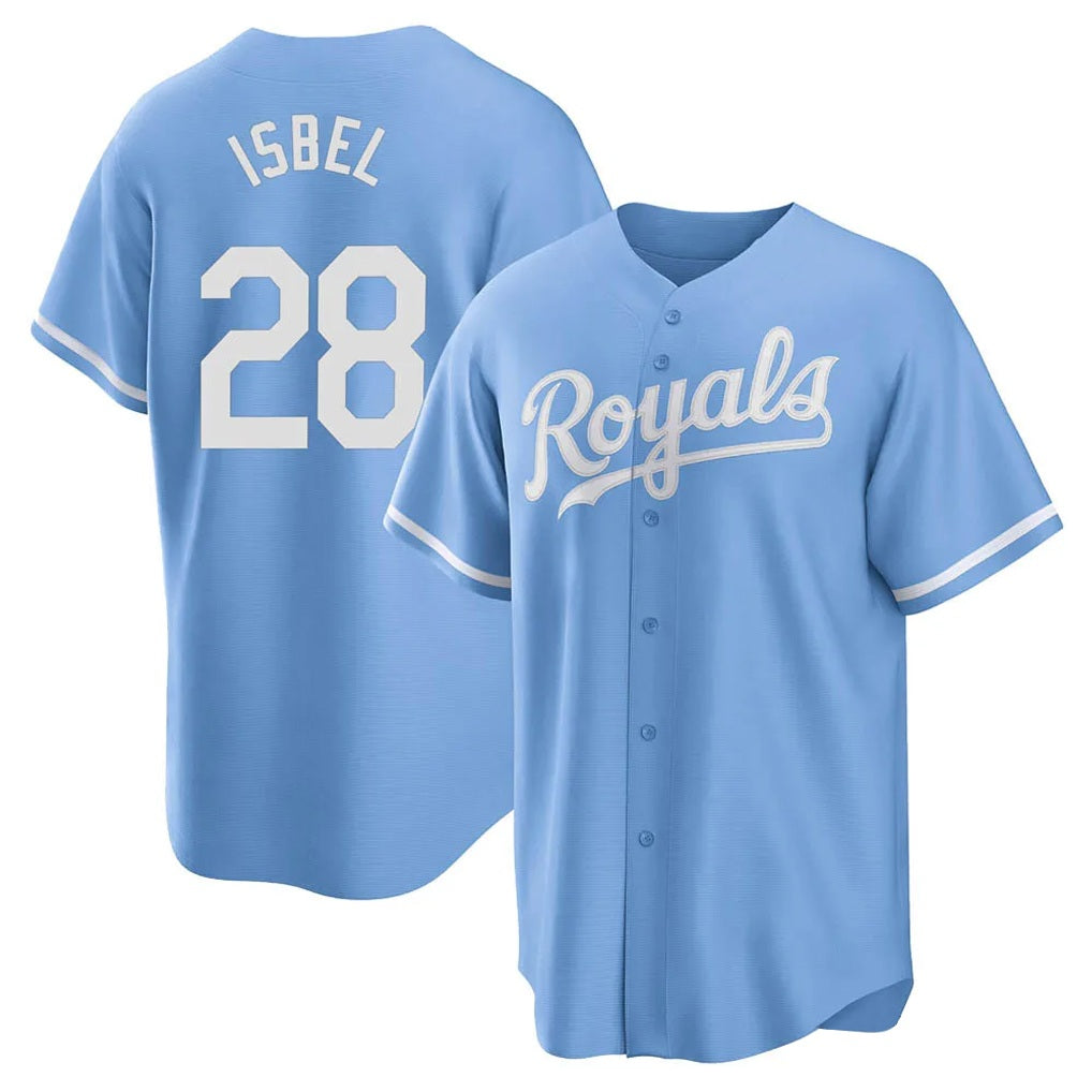 Kansas City Royals #28 Kyle Isbel Player Light Blue CLOTHIN Home Game Stitched Jerseys