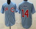 Chicago Cubs #14 Ernie Banks Baby Blue CLOTHIN Limited Jersey