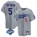 Los Angeles Dodgers #5 Freddie Freeman Player Gray CLOTHIN World Series Meet Game Home Stitched Jerseys