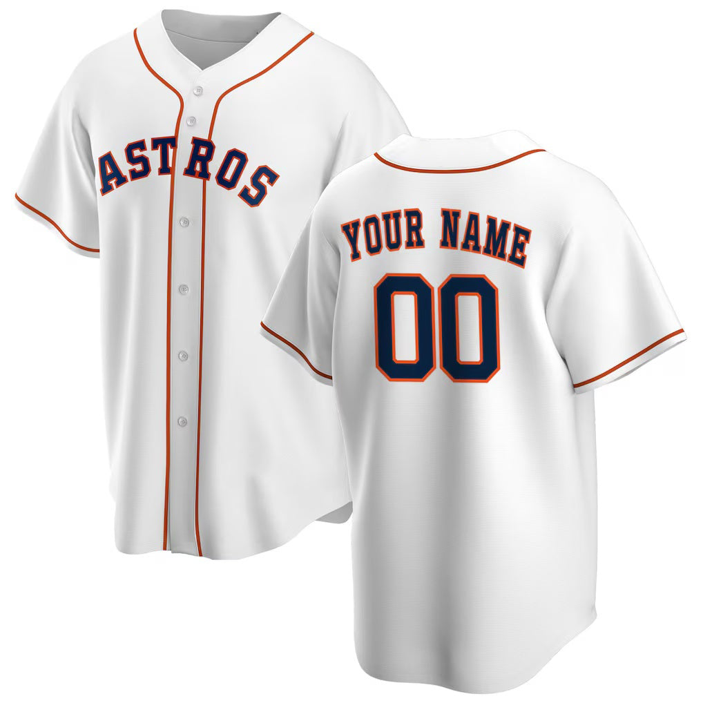 Custom Houston Astros White CLOTHIN Home Replica Jersey