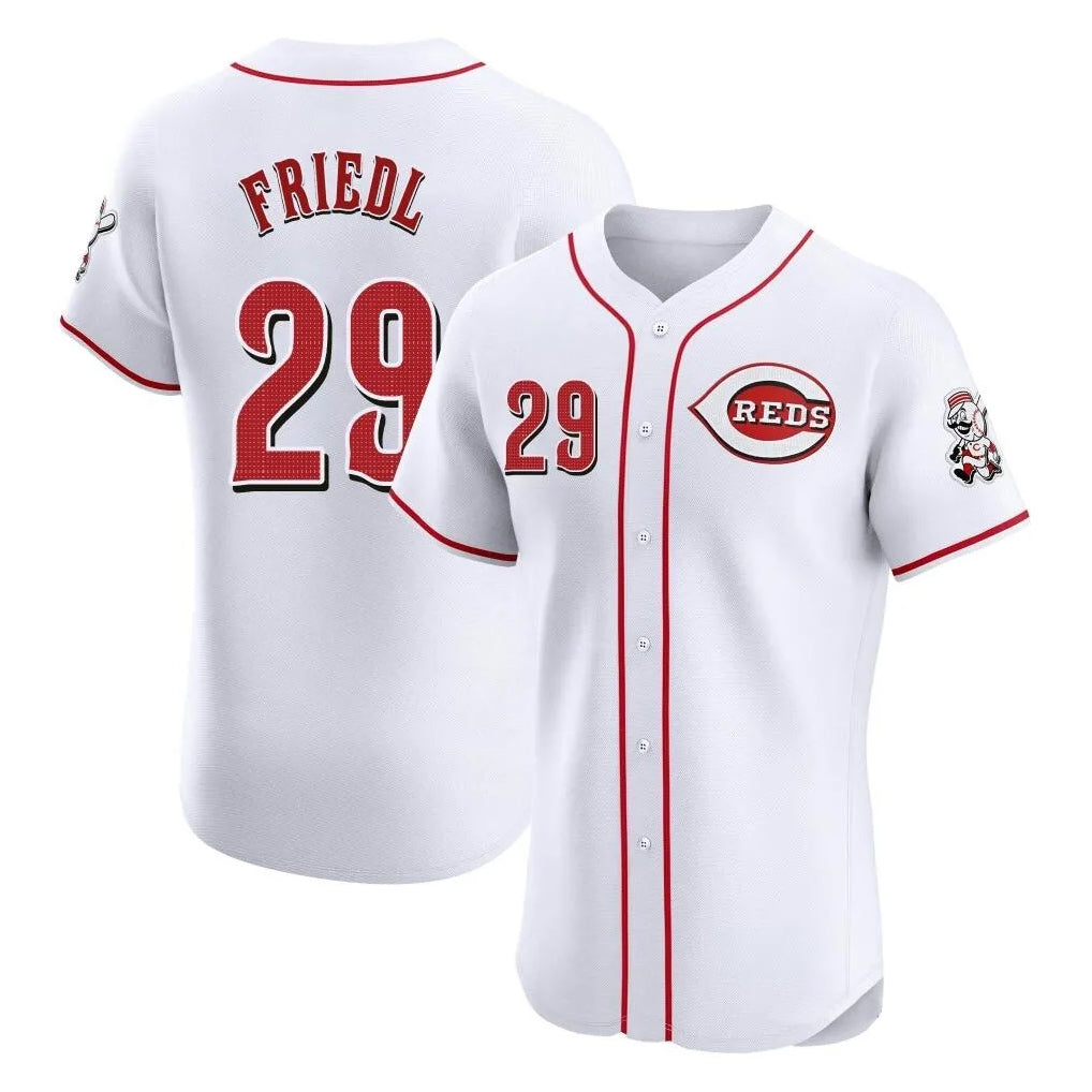 Cincinnati Reds #29 TJ Friedl Player White CLOTHIN Limited Elite Home Stitched Jerseys