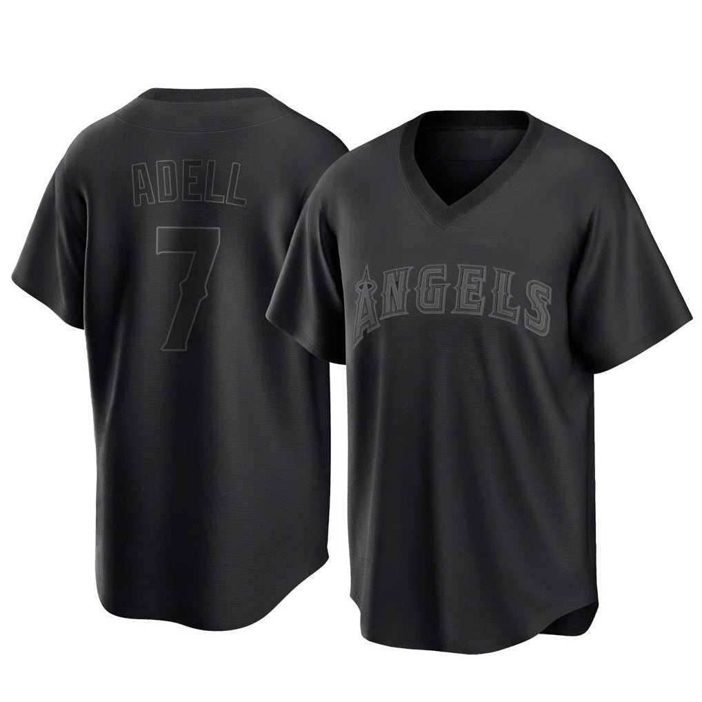 Los Angeles Angels #7 Jo Adell Player Black CLOTHIN Pitch Fashion T-shirt Stitched Jerseys