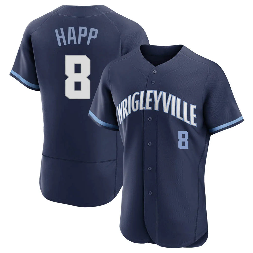 Chicago Cubs #8 Ian Happ Player Navy CLOTHIN City Connect Limited Elite Home Stitched Jerseys