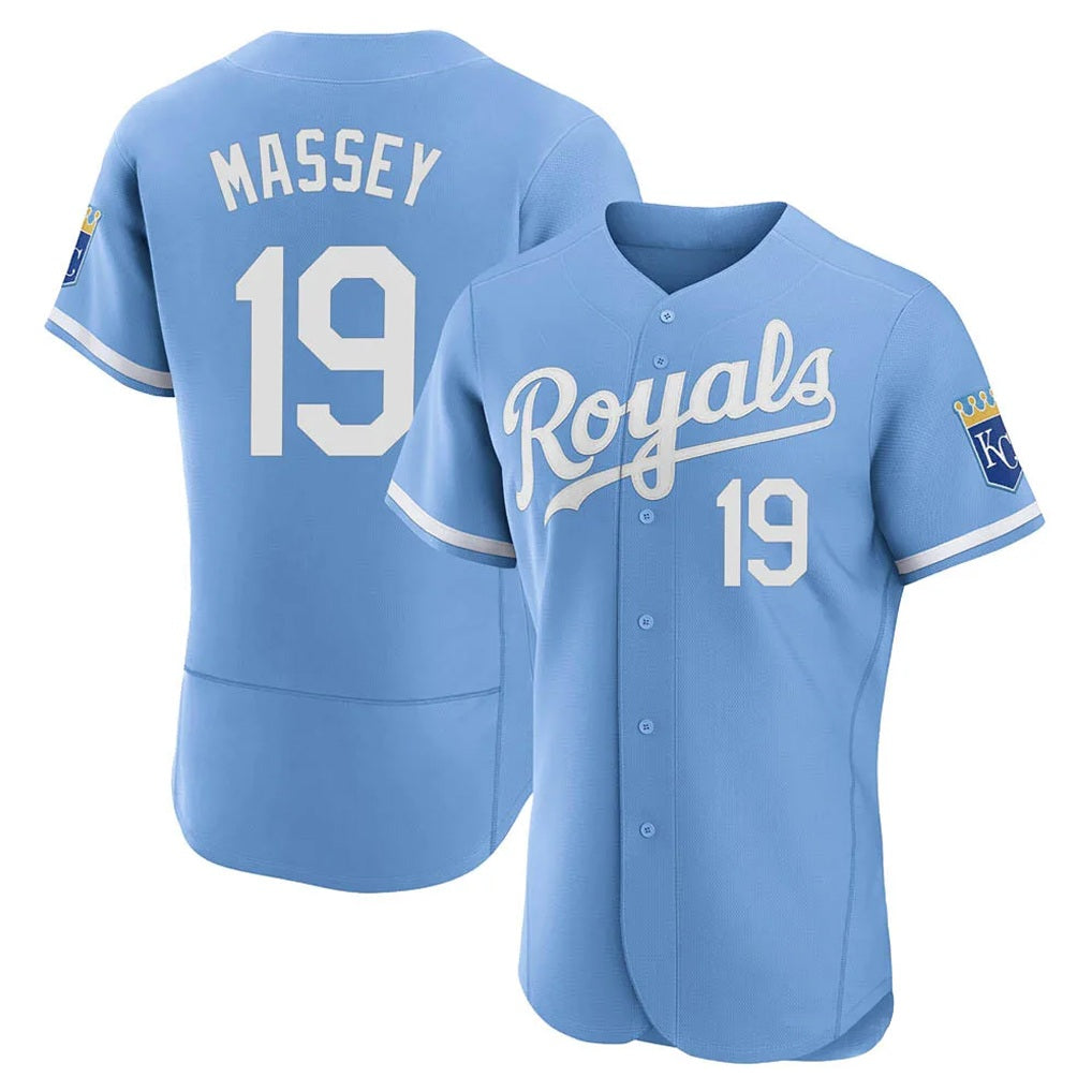 Kansas City Royals #19 Michael Massey Player Light Blue CLOTHIN Alt Limited Elite Home Stitched Jerseys