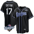 Los Angeles Dodgers #17 Shohei Ohtani Player Black CLOTHIN World Series Carbon Limited Home Stitched Jerseys