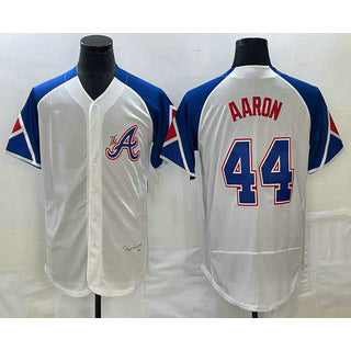 Atlanta Braves #44 Hank Aaron White CLOTHIN 2023 City Connect Flex Base Stitched Jersey