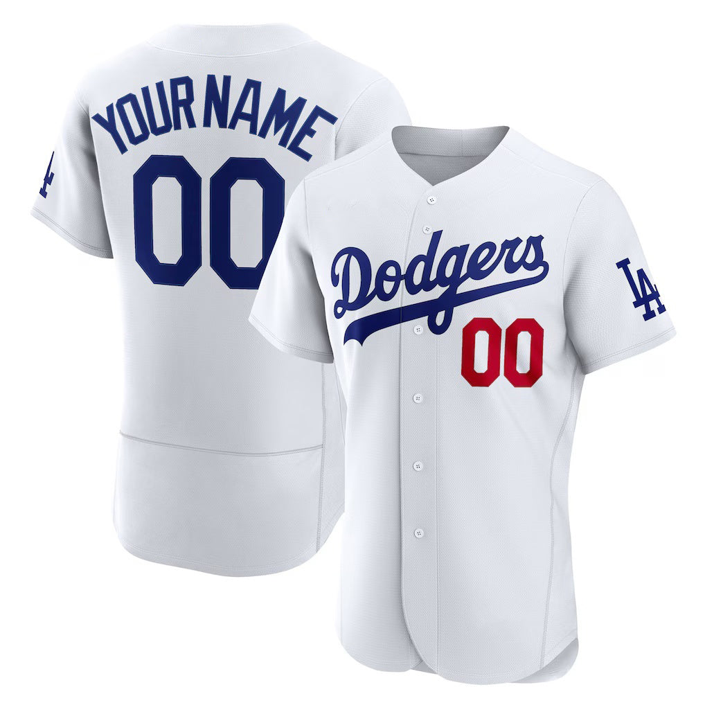 Custom Los Angeles Dodgers White CLOTHIN Home Authentic Jersey