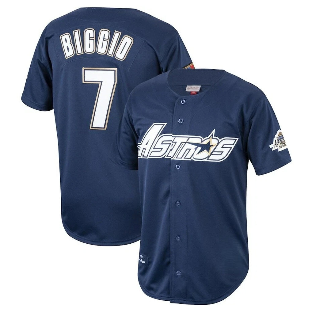 Houston Astros #7 Craig Biggio Player Navy CLOTHIN Mitchell & Ness Cooperstown Collection 1994 Limited Stitched Jerseys