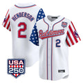 Baltimore Orioles #2 Gunnar Henderson Player White CLOTHIN USA 250 Independence Day Vapor Premier Limited Home Game Stitched Jerseys