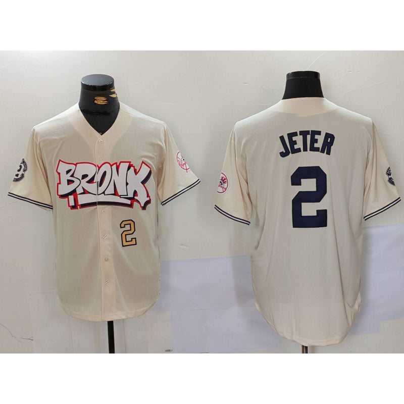 New York Yankees #2 Derek Jeter Cream CLOTHIN Limited Stitched Jerseys
