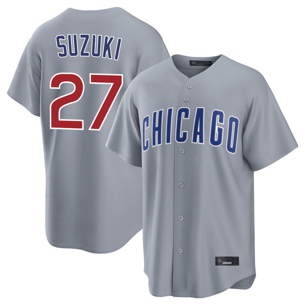 Chicago Cubs #27 Seiya Suzuki Player Gray CLOTHIN Home Game Stitched Jerseys