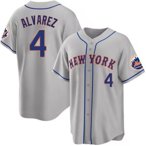 New York Mets #4 Francisco ¨¢lvarez Gray CLOTHIN 2023 Cool Base Stitched Jersey