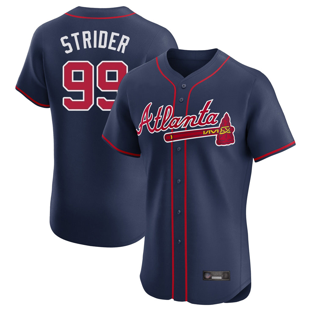 Atlanta Braves #99 Spencer Strider Player Navy CLOTHIN Limited Elite Home Game Stitched Jerseys