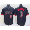 Cincinnati Reds #9 Joe Burrow Number Black CLOTHIN 2023 City Connect Cool Base Stitched Jersey 3