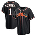 Houston Astros #1 Carlos Correa Player Black CLOTHIN Fashion Out Home Game Stitched Jerseys