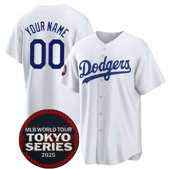 Custom Los Angeles Dodgers ACTIVE PLAYER White CLOTHIN 2025 World Tour Tokyo Series Home Stitched Jersey