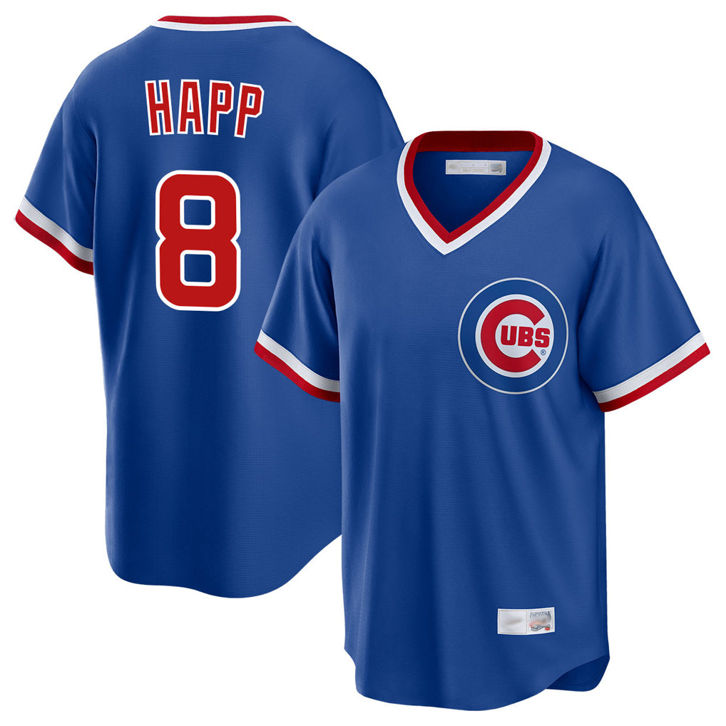 Chicago Cubs #8 Ian Happ Player Royal CLOTHIN T-shirt Cooperstown Collection Limited Stitched Jerseys