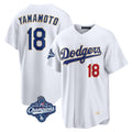 Los Angeles Dodgers #18 Yoshinobu Yamamoto Player Gold White CLOTHIN World Series Meet 2026 Collection Stadium Limited Stitched Jerseys