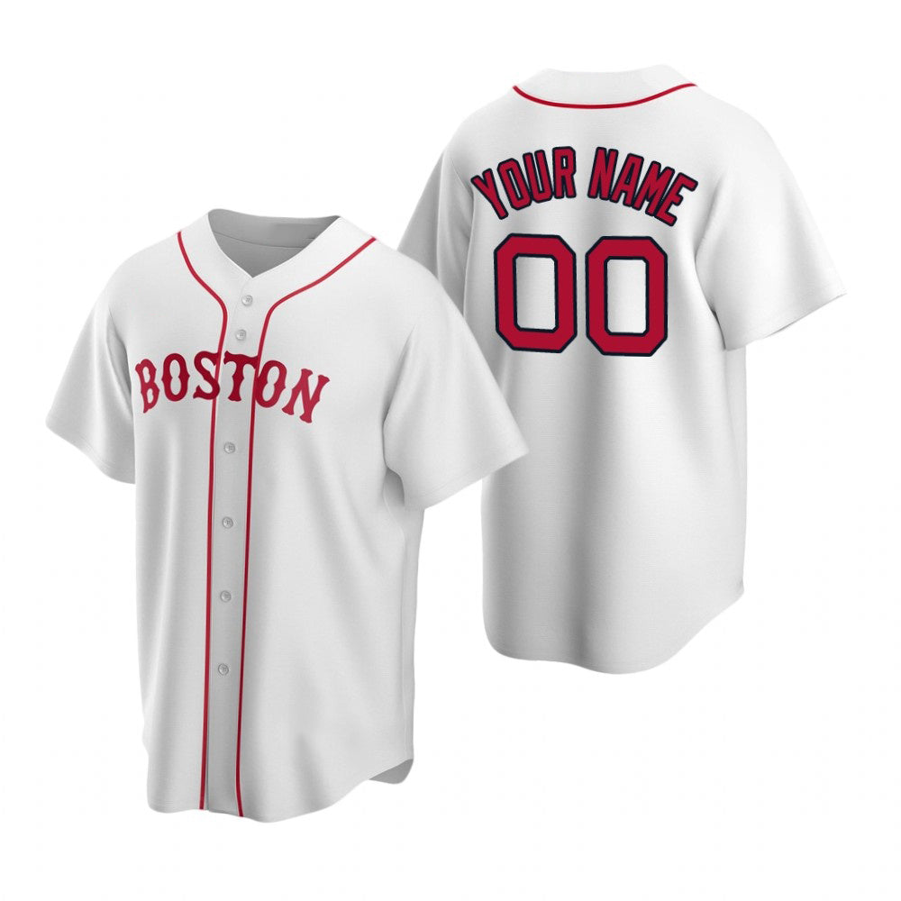 Custom Boston Red Sox White CLOTHIN Stitched Cool Base Jersey