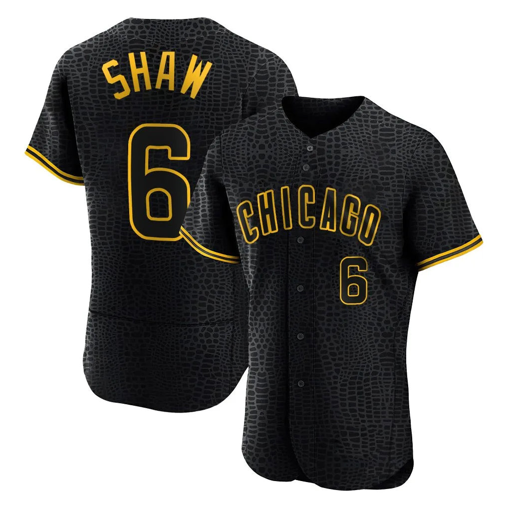 Chicago Cubs #6 Matt Shaw Player Black CLOTHIN Snake Skin City Limited Elite Home Game Stitched Jerseys