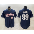 New York Yankees #99 Aaron Judge Navy CLOTHIN With Patch Cool Base Stitched Jersey